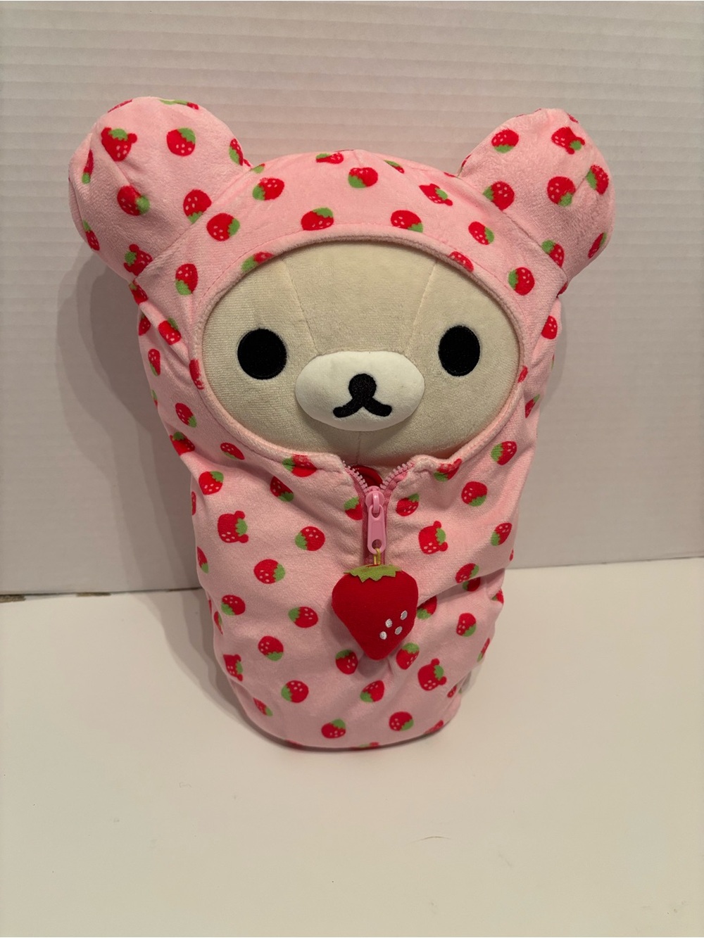 Rilakkuma Korilakuma 14” Plushie-Reversible Strawberry Sleeping Bag-San-X